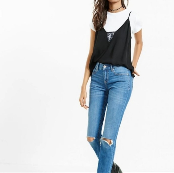 EXPRESS SKINNY DISTRESSED JEANS 2 and 4 - Picture 5 of 9